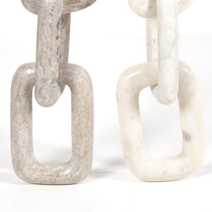 Variation view of the Marlow Marble Chain showing creamy taupe stone with distinct natural markings.