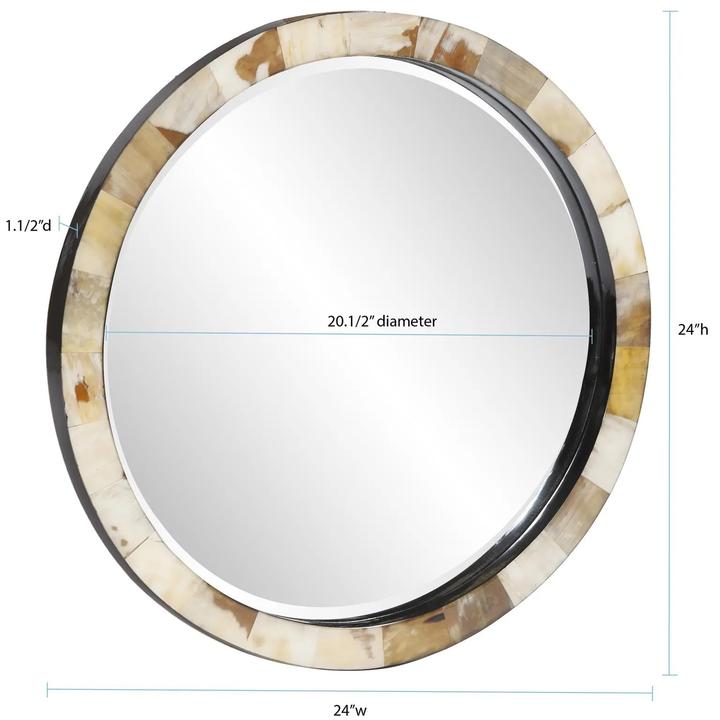 Additional product image of the Godfrey Horn Mirror and its handmade natural-horn pattern.