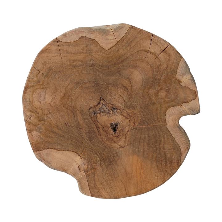 Alternate Corinne Teak Root End Table showing one example of the variation in knots, openings, grain, and tone.