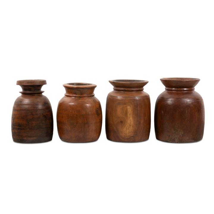 Alternate view of the Pauline Reclaimed Wood Vessel showing the open rim and dry decorative vessel construction.