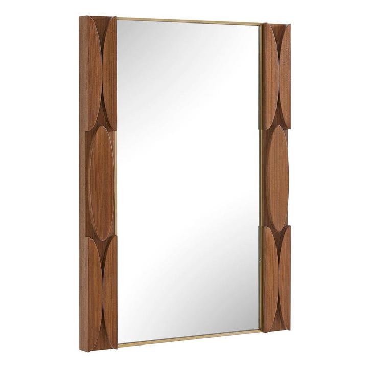 Additional product image of the Macario Wood Mirror showing its brown-and-gold frame proportions.