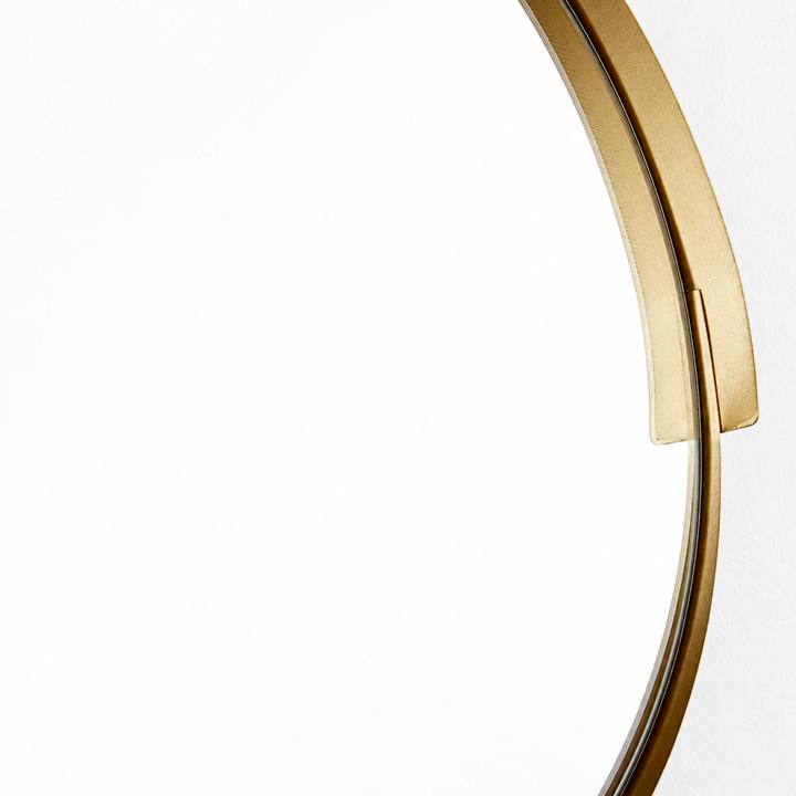 Additional product image of the Aurore Mirror with reflective glass and gold-finished iron geometry.