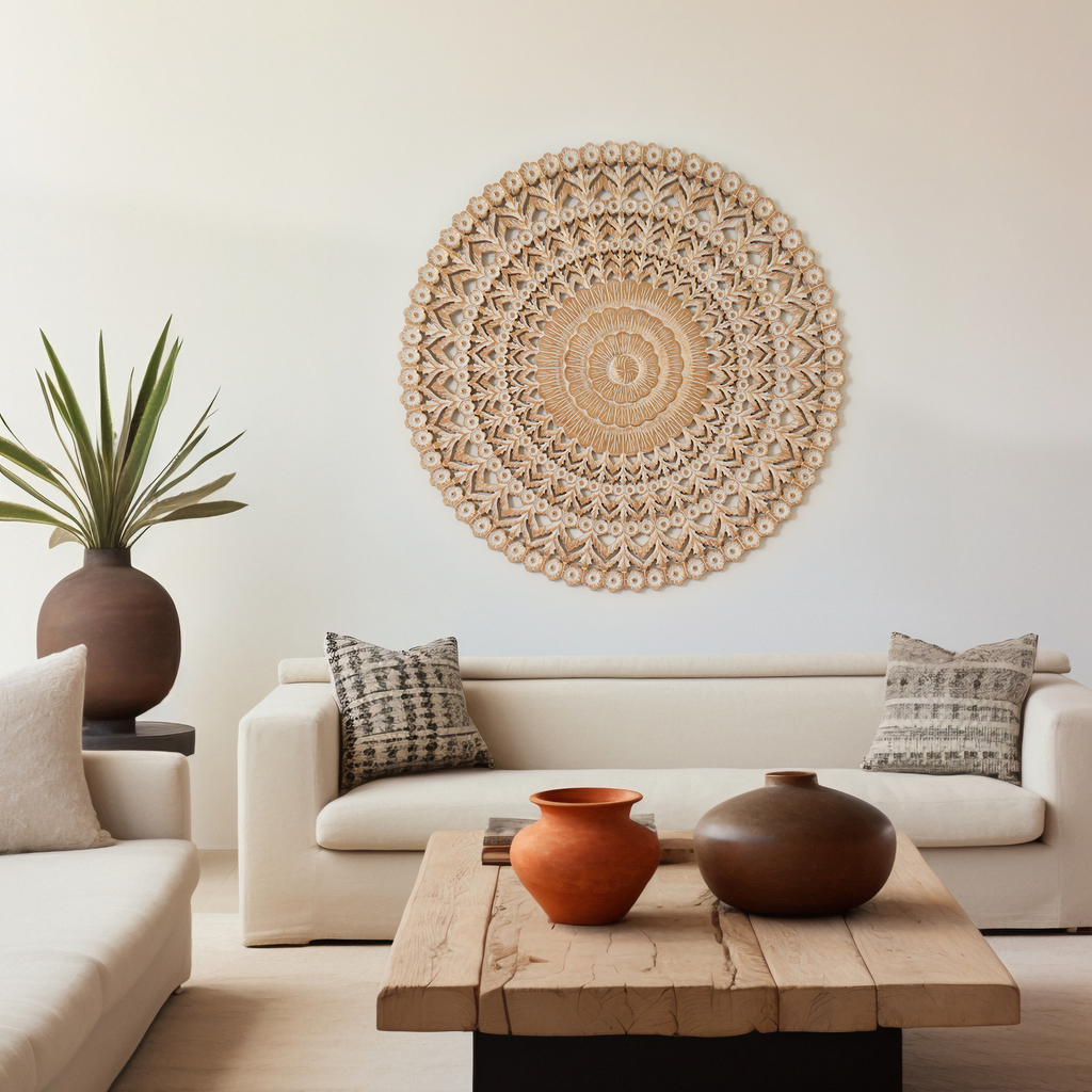 The Apolline Wall Medallion — Whitewashed & Gold — cbe bdf png