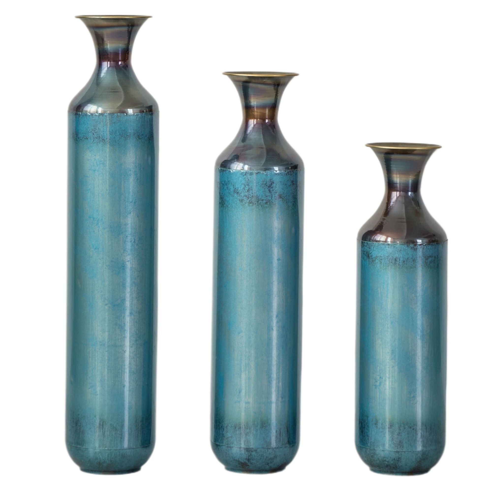 The Fleurine Vase Trio — Fire-Patinated Metal — product view