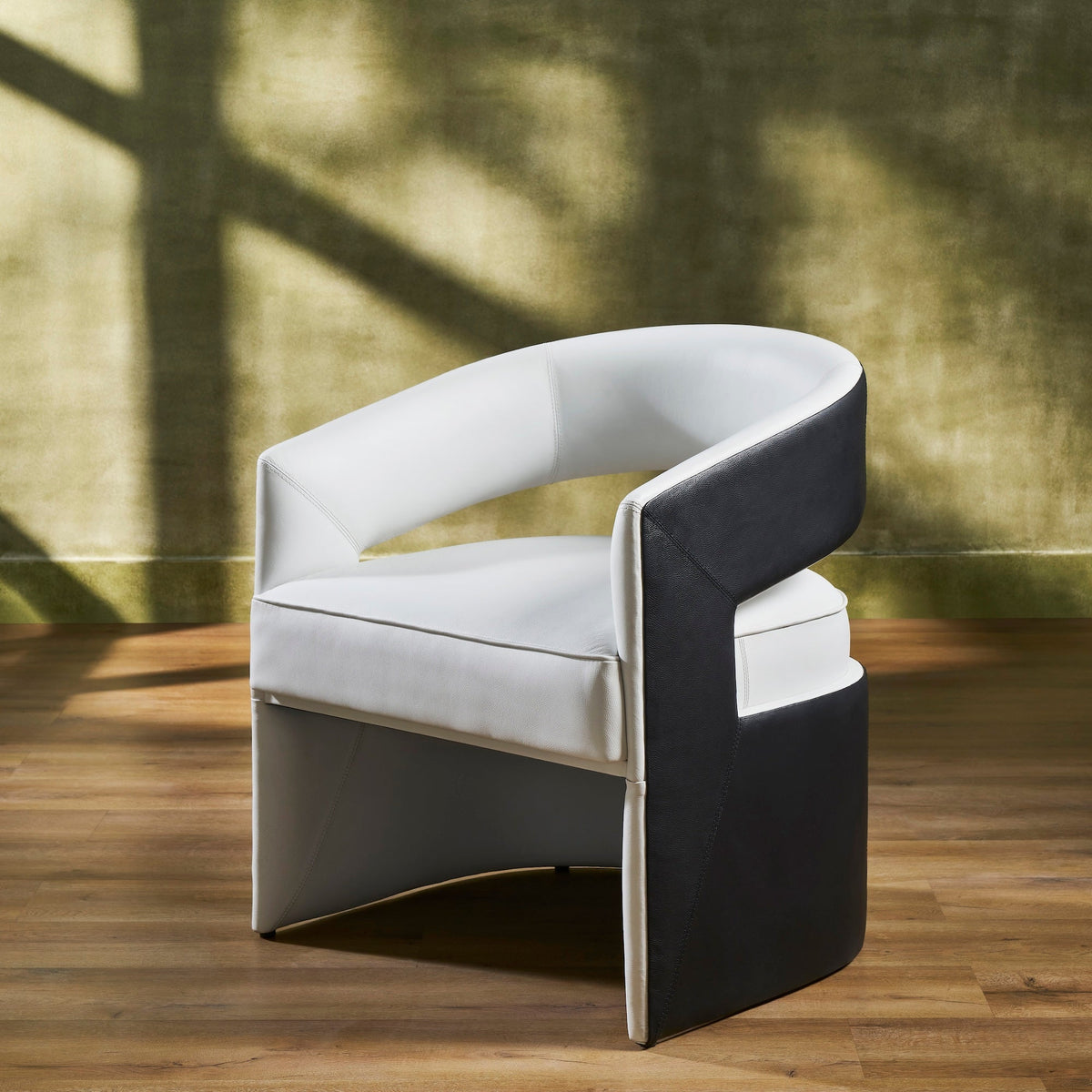 The Sabine Accent Chair | Black & White Top-Grain Leather