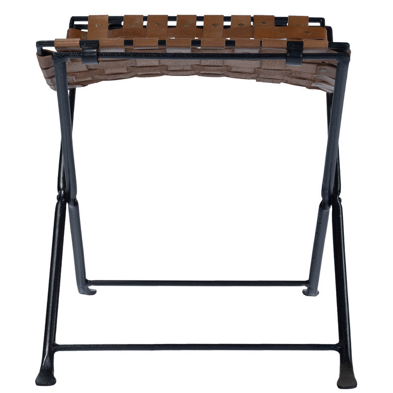 Detail view of The Pascal Leather Stool showing the relationship between its form, edges, and finish.