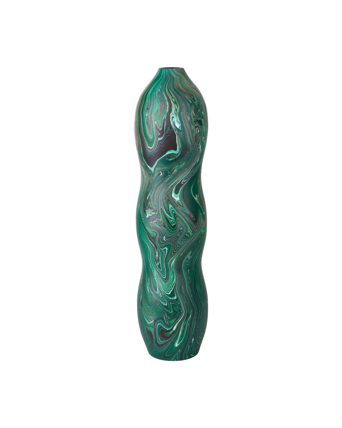 The Tamarind Green Vase | Marbleized Dark Green Wood