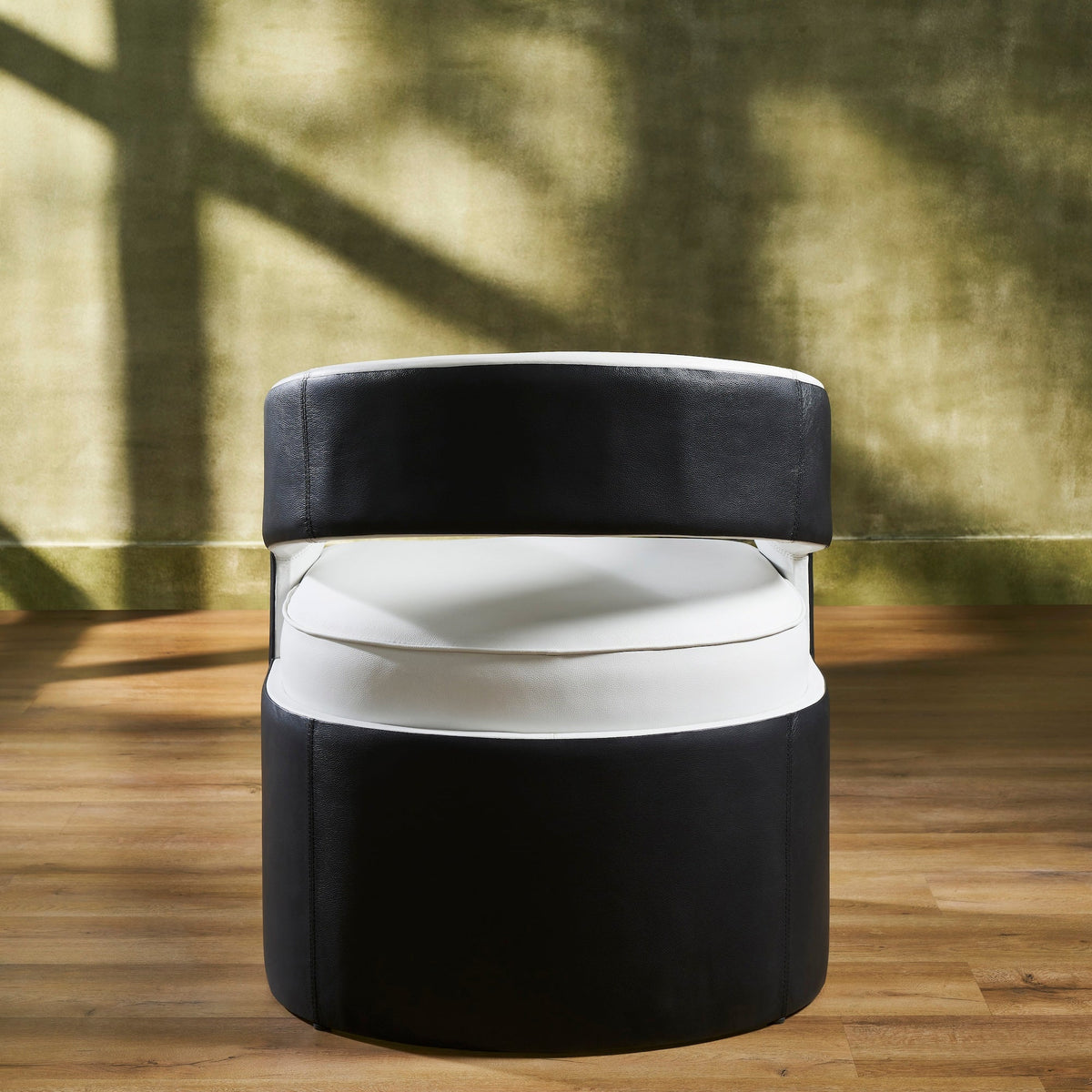 The Sabine Accent Chair | Black & White Top-Grain Leather