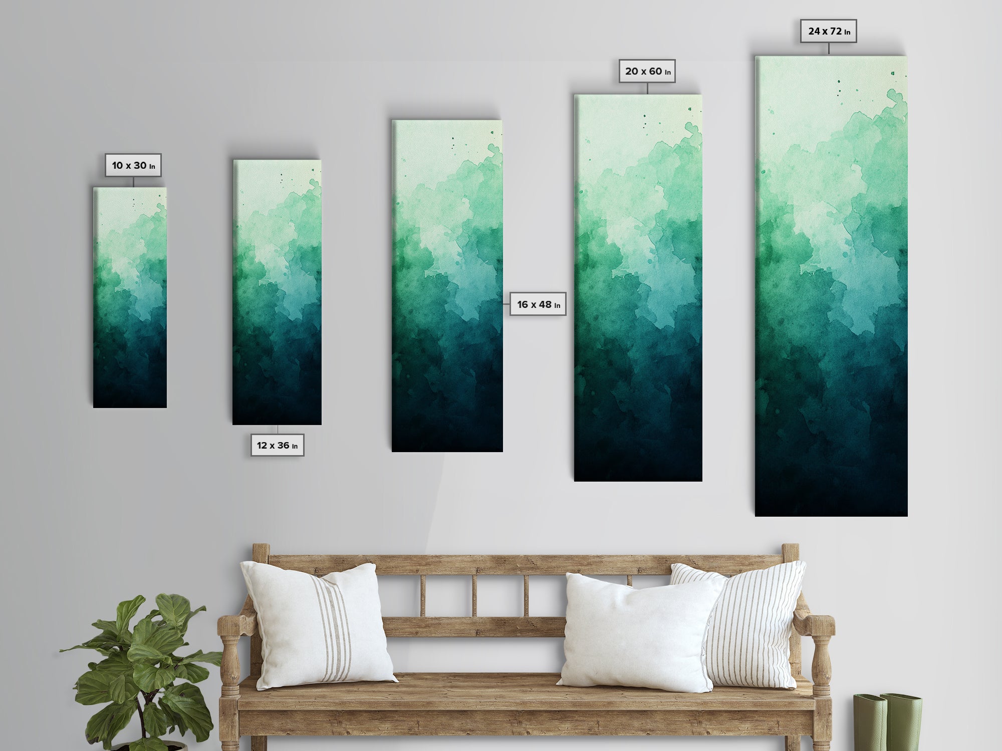 The Maëlle Wall Art — Teal Gradient Canvas — sizechart jpg