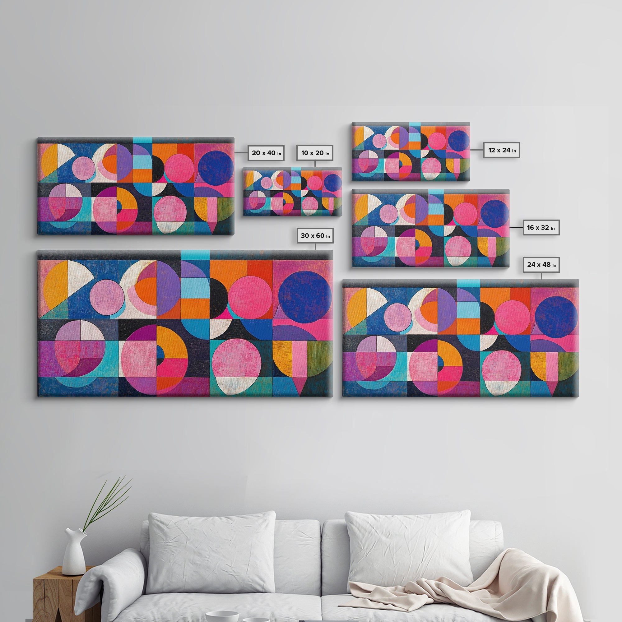 The Odette Geometric Canvas — Modern Color Study — sizechart jpg