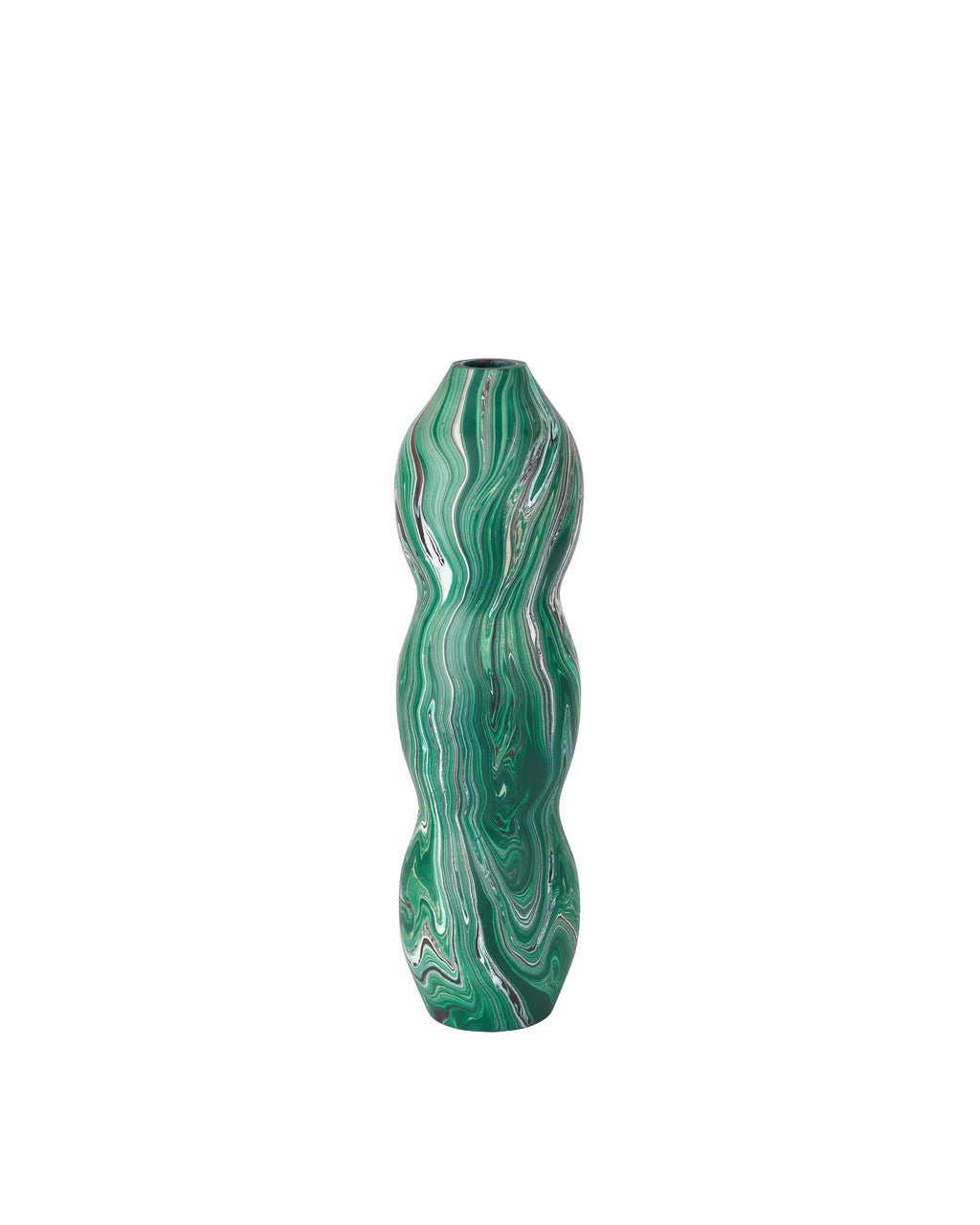 The Tamarind Green Vase | Marbleized Dark Green Wood