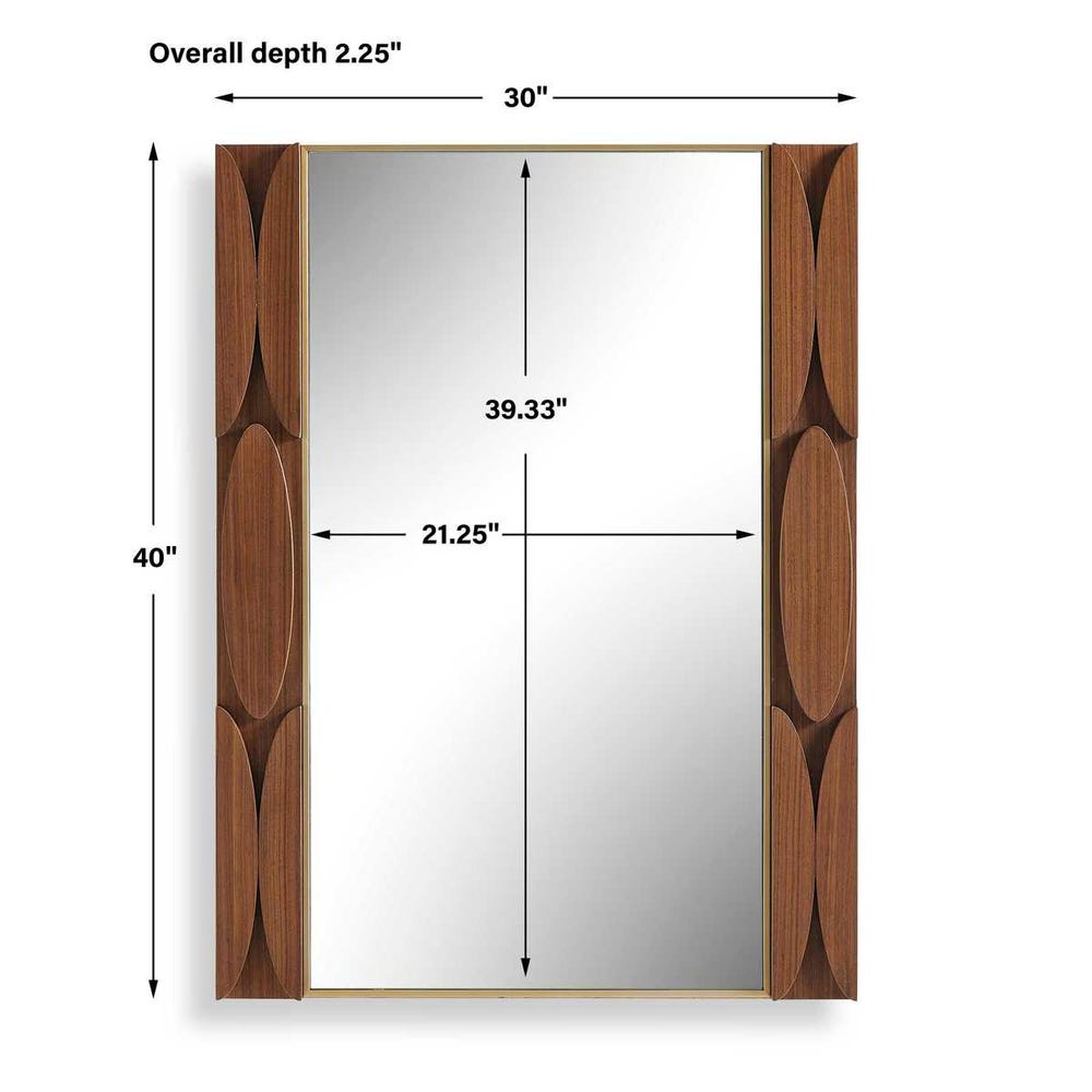 The Macario Wood Mirror | Walnut Veneer & Antique Gold