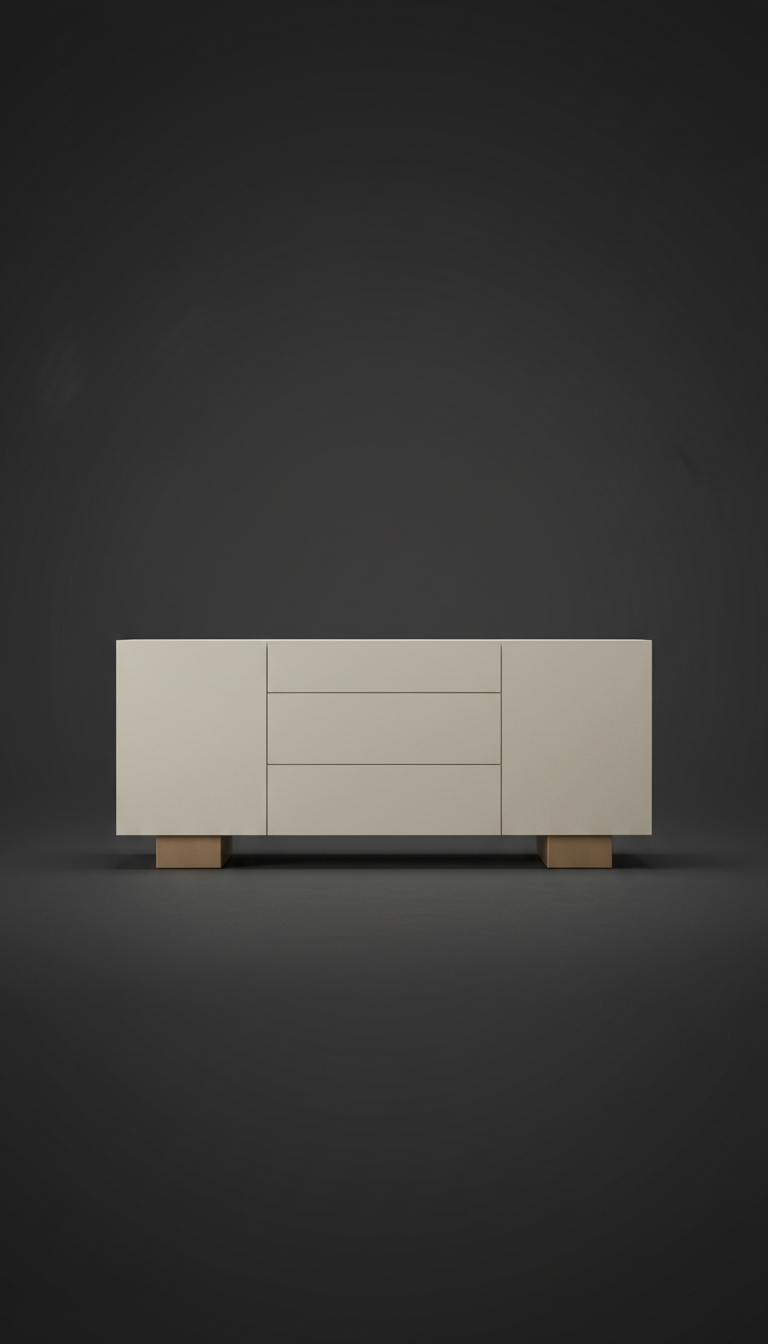 Ivory Lacquered Gallery Credenza
