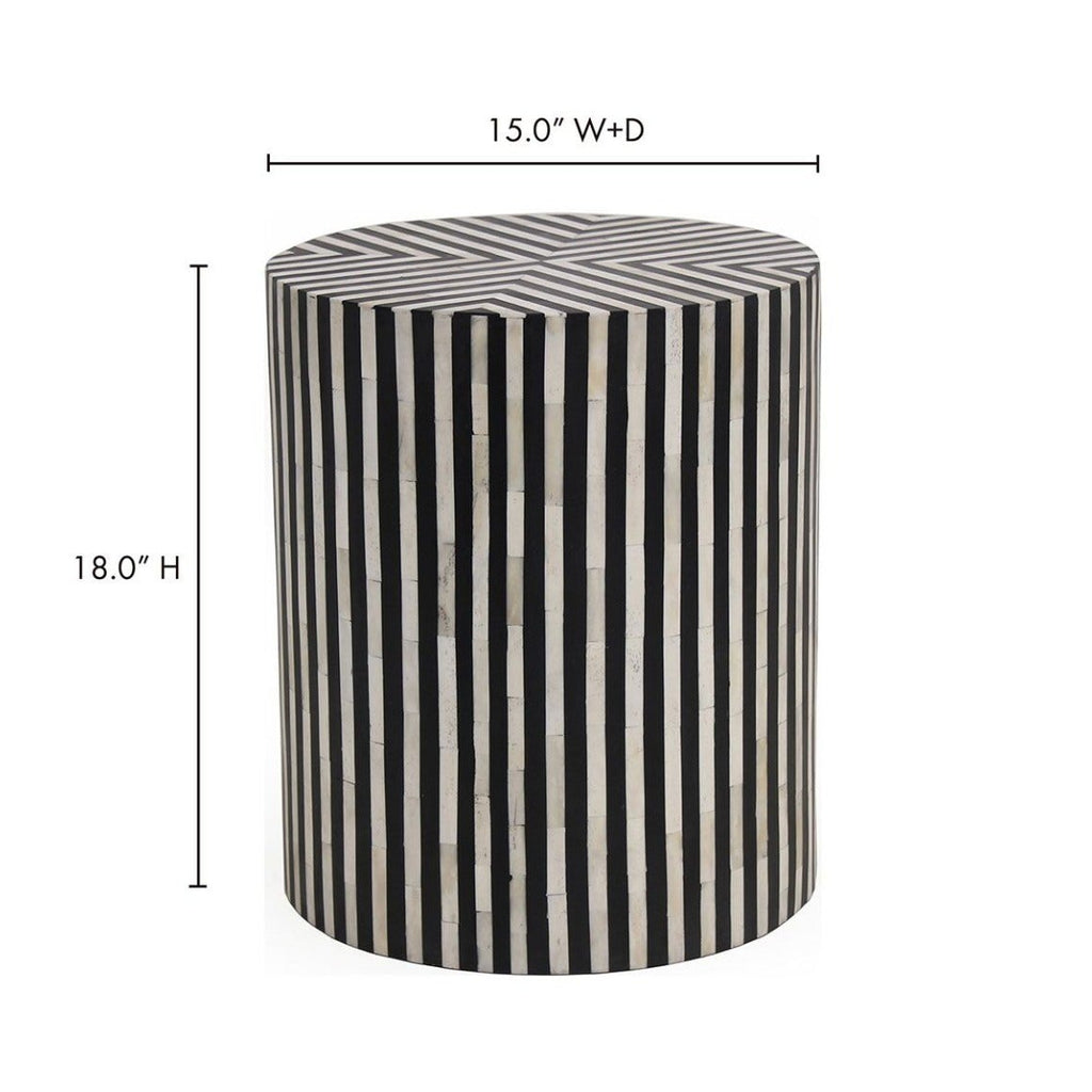 The Chameau Side Table | Black & White Bone Veneer