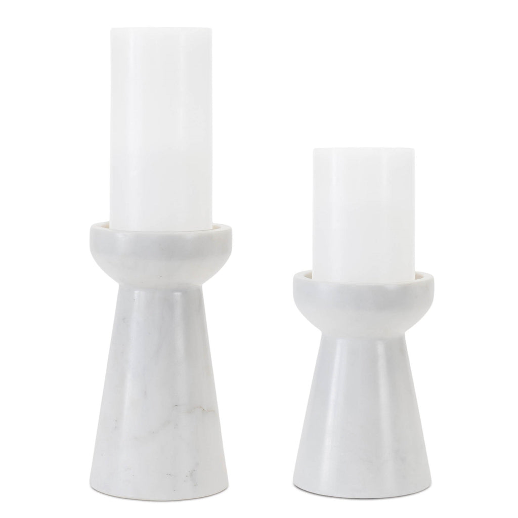 The Fabienne Candle Holders | Genuine Marble, Set of Two