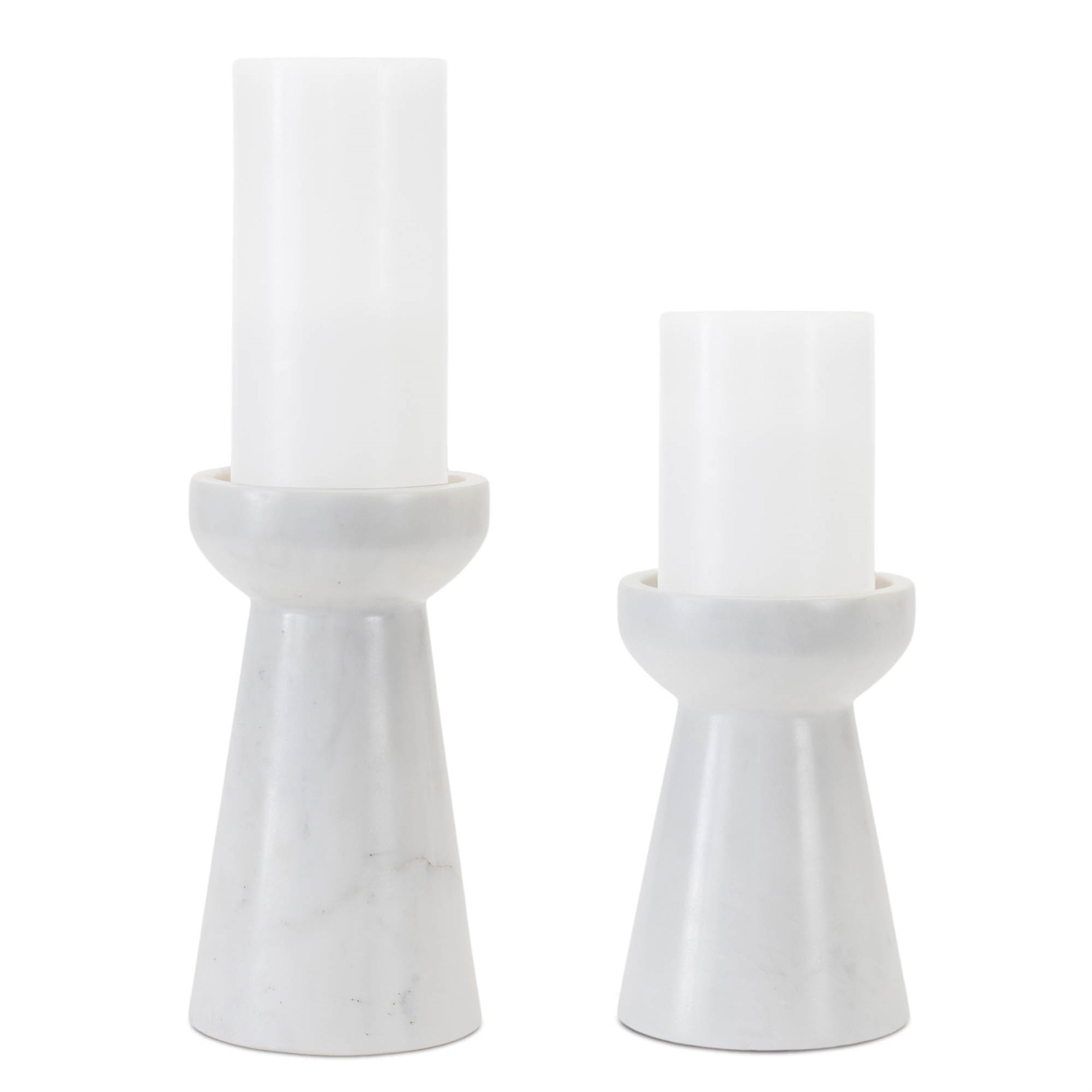 The Fabienne Candle Holders | Genuine Marble, Set of Two