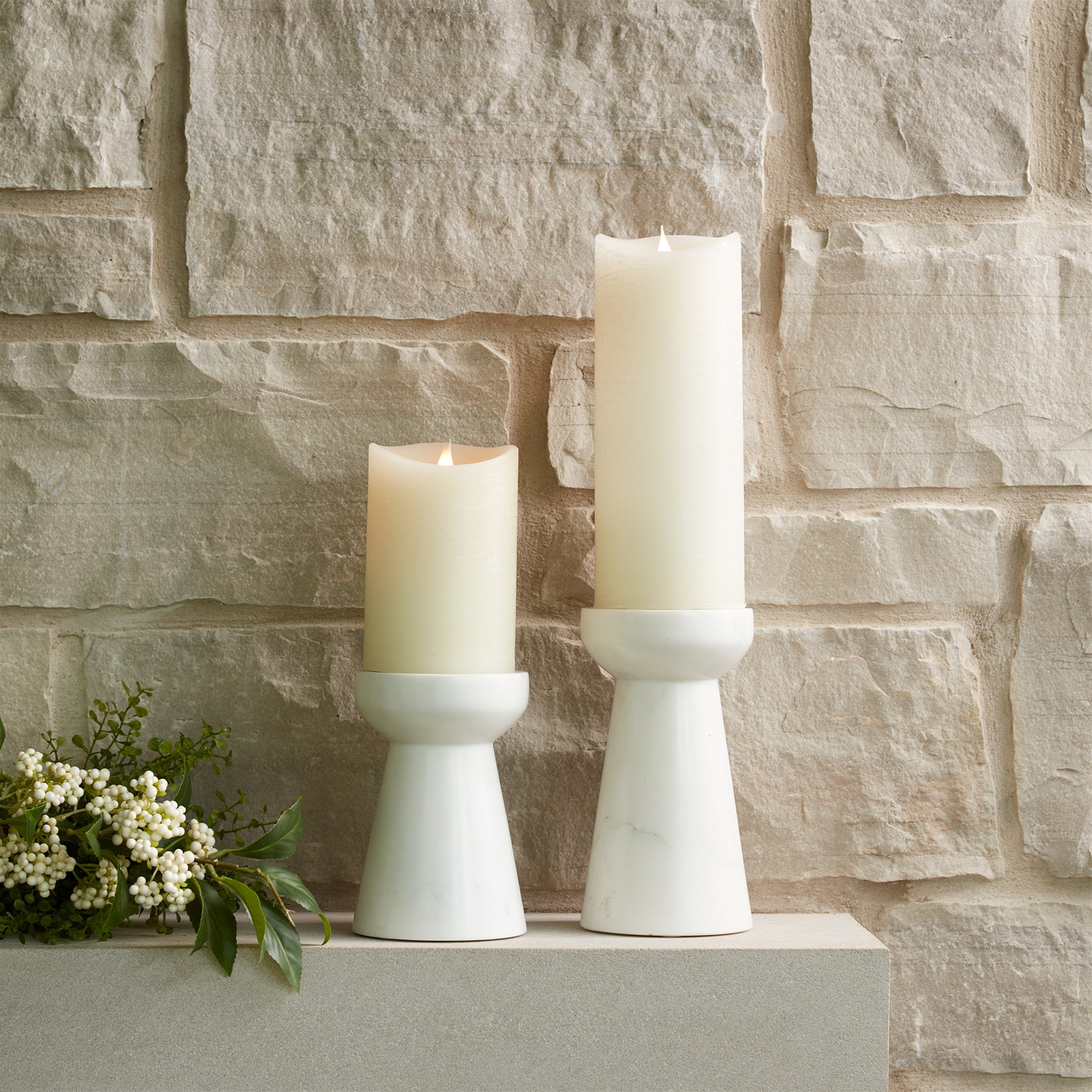 The Fabienne Candle Holders | Genuine Marble, Set of Two