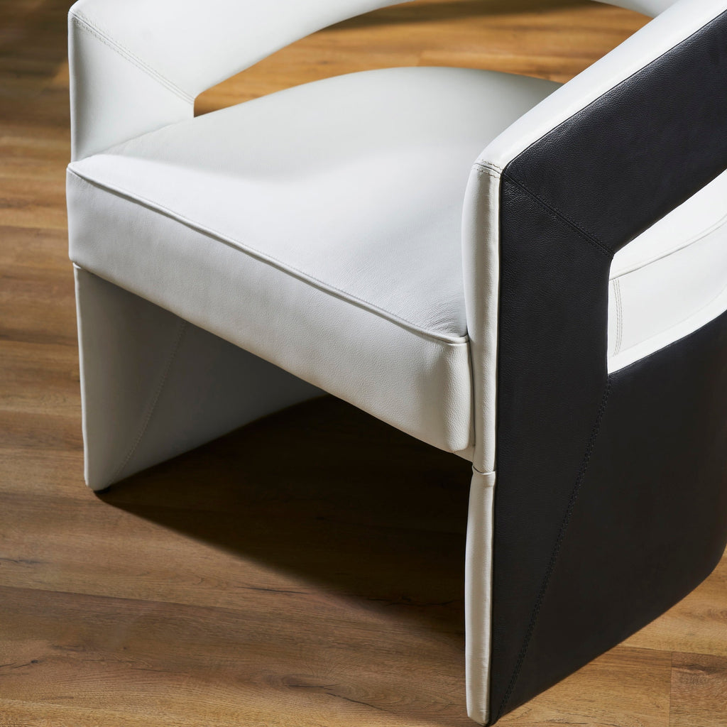The Sabine Accent Chair | Black & White Top-Grain Leather