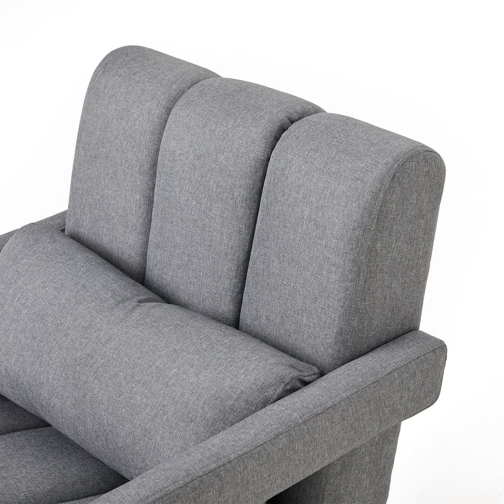 The Cosette Accent Chair | Dark Gray Linen with Vertical Tufting