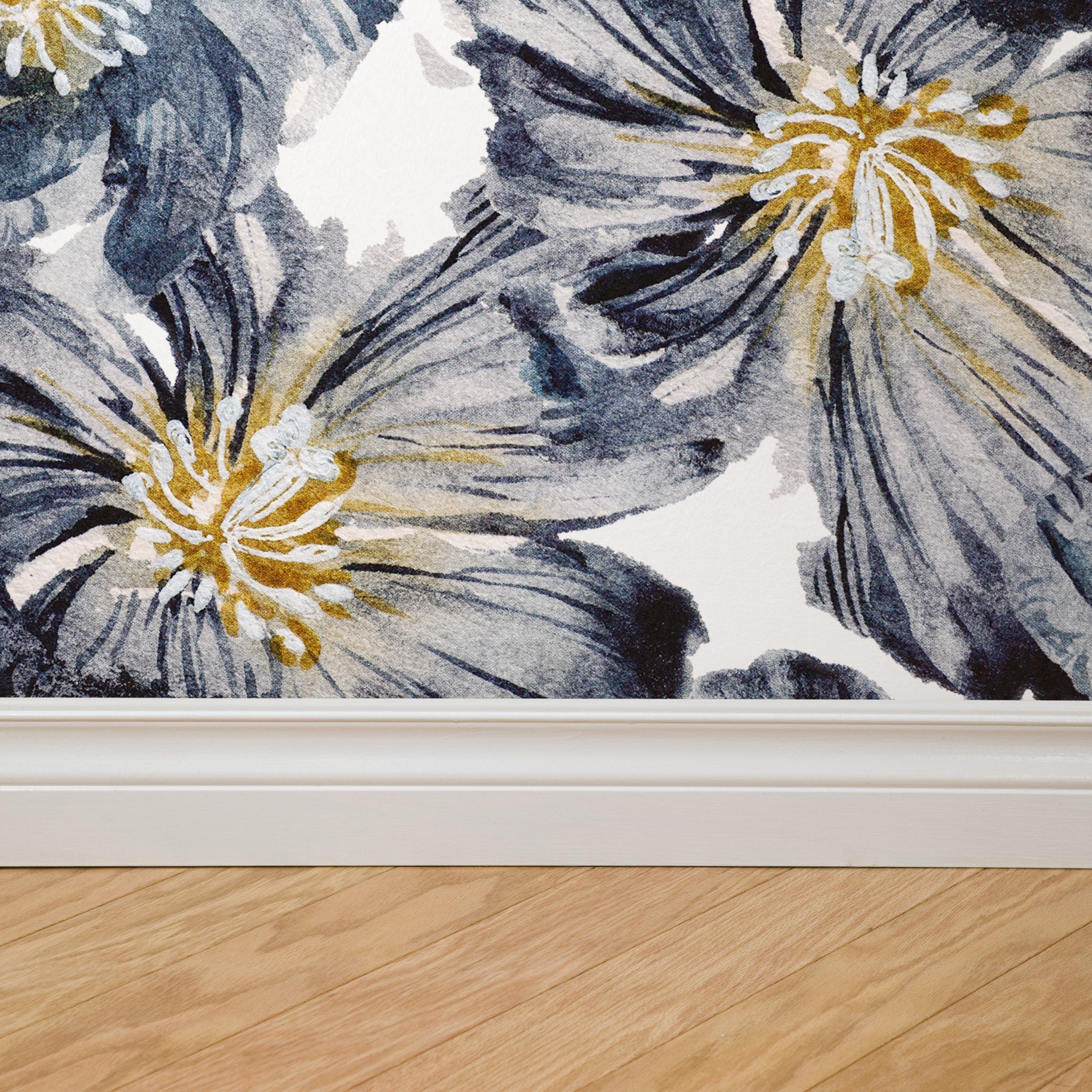 The Solange Wallpaper — Slate Watercolor Bloom — baseboard psd cdf cbb jpg