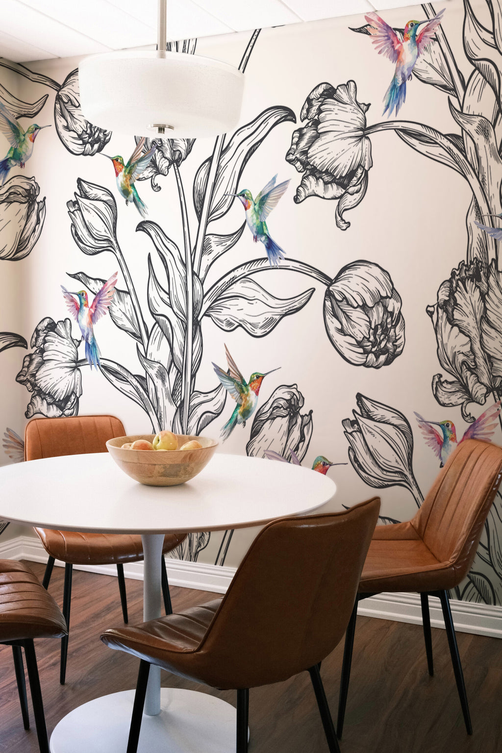 The Céleste Mural | Botanical Ink & Hummingbirds