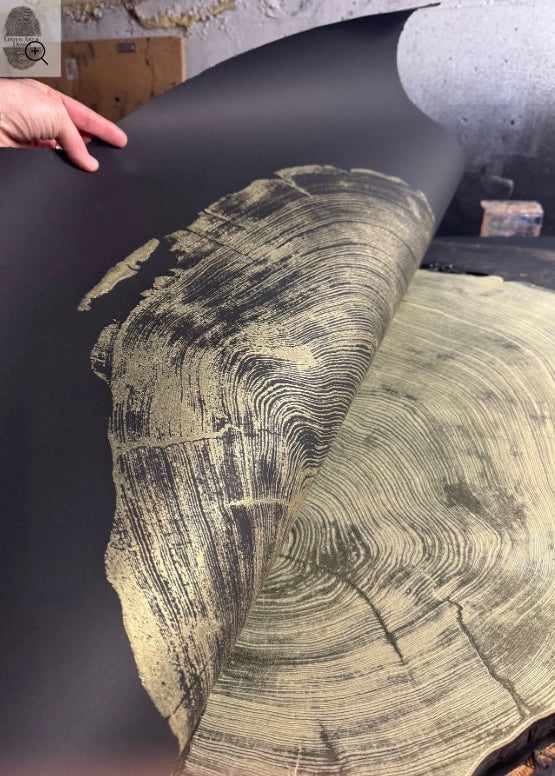 The Noire Wall Art | Gold on Black Redwood Woodcut