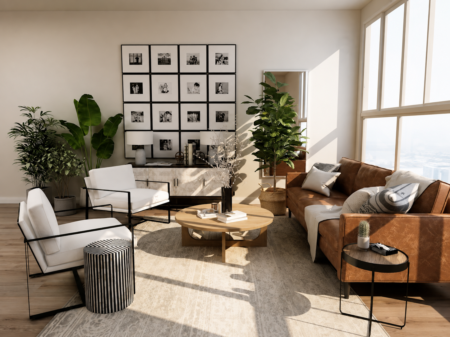 The Chameau Side Table | Black & White Bone Veneer
