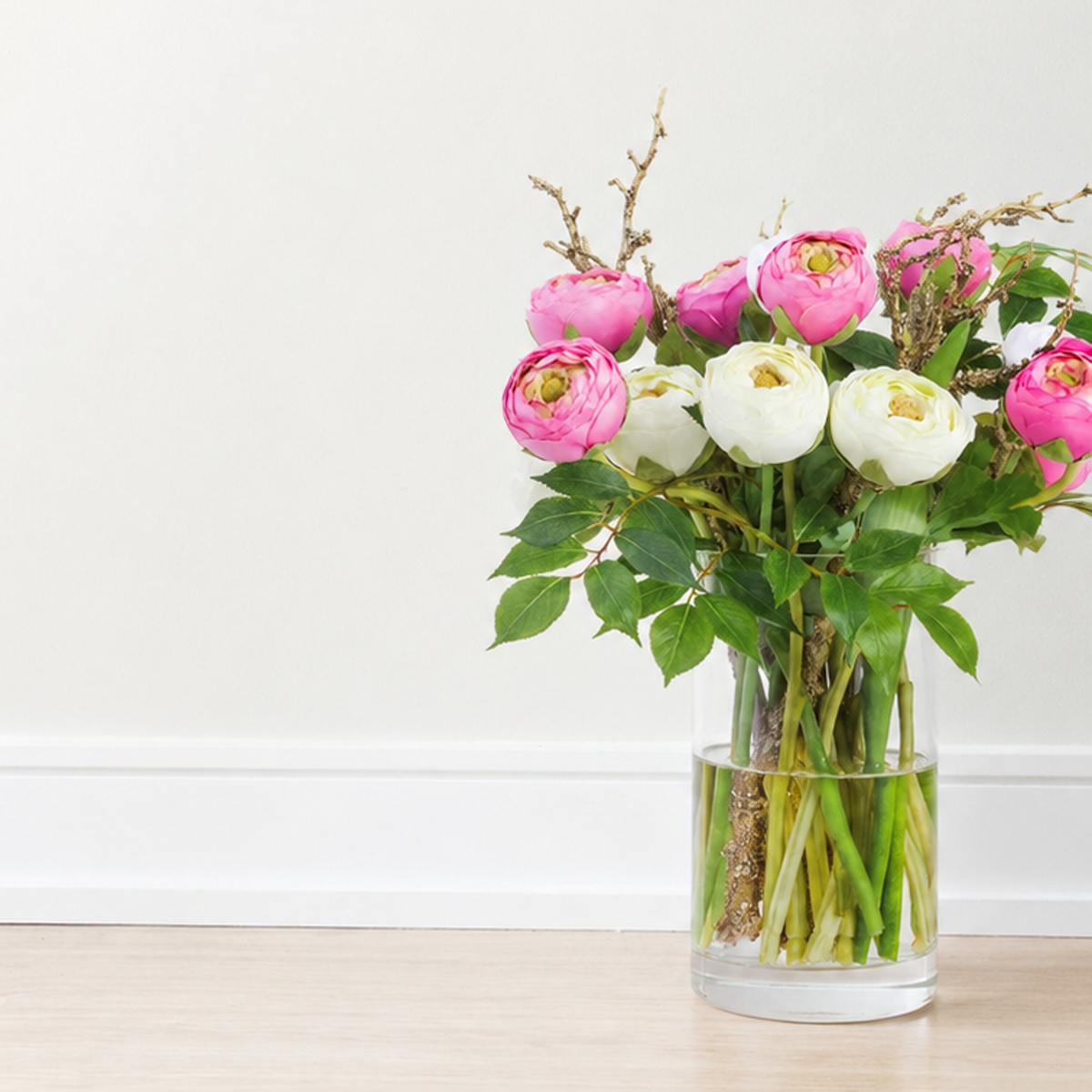 The Clarisse Ranunculus Arrangement | Pink & White Ranunculus in Glass