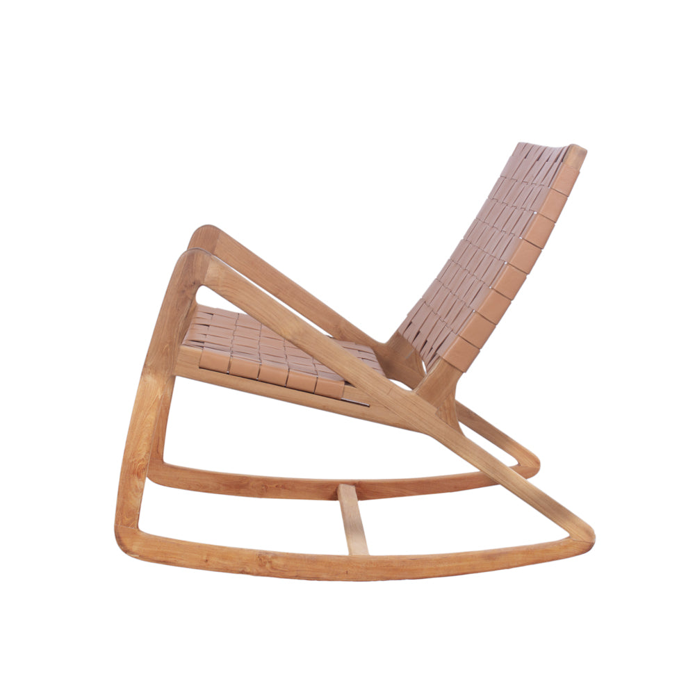 The Rémi Rocking Chair | Handwoven Leather & Solid Wood