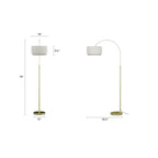 Diagram showing the Constance Floor Lamp's 75-inch height and 35.5-inch arc reach