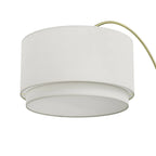 Close-up of the taut double-tier linen drum shade on the Constance Floor Lamp