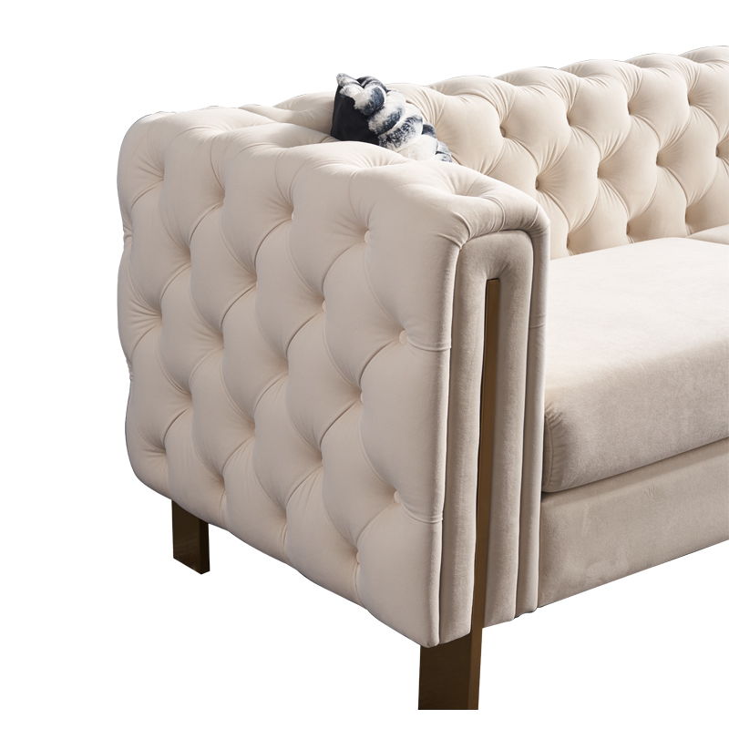 Criterion Sofa in Beige - Tuxedo Style - Arm Detail