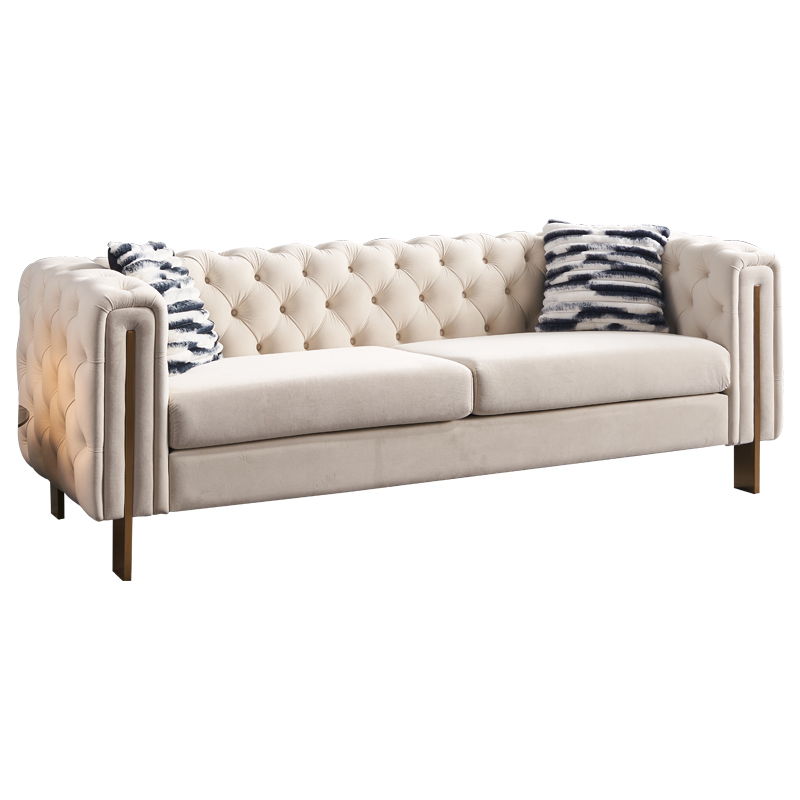 Criterion Sofa in Beige - Tuxedo Style - Front Angle