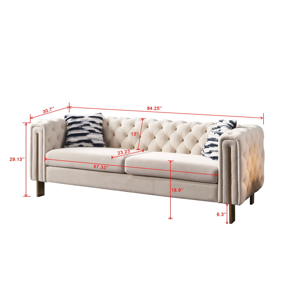 Criterion Sofa in Beige - Tuxedo Style - Measurments