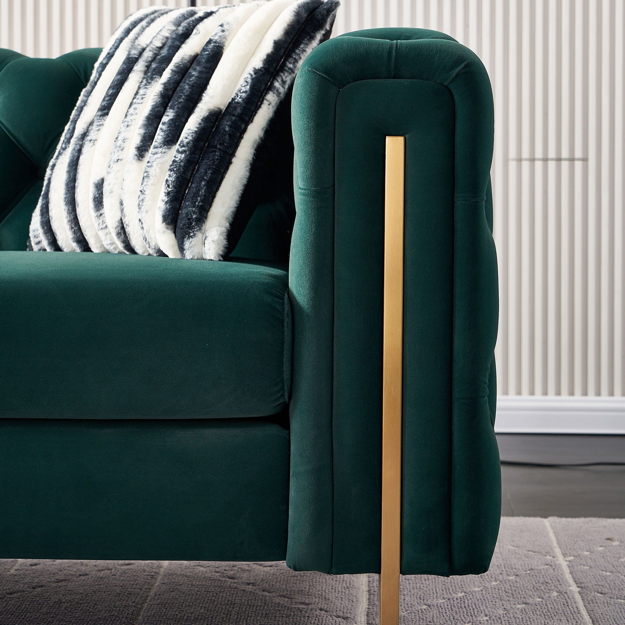 Criterion Sofa in Emerald - Tuxedo Style - Arm Detail