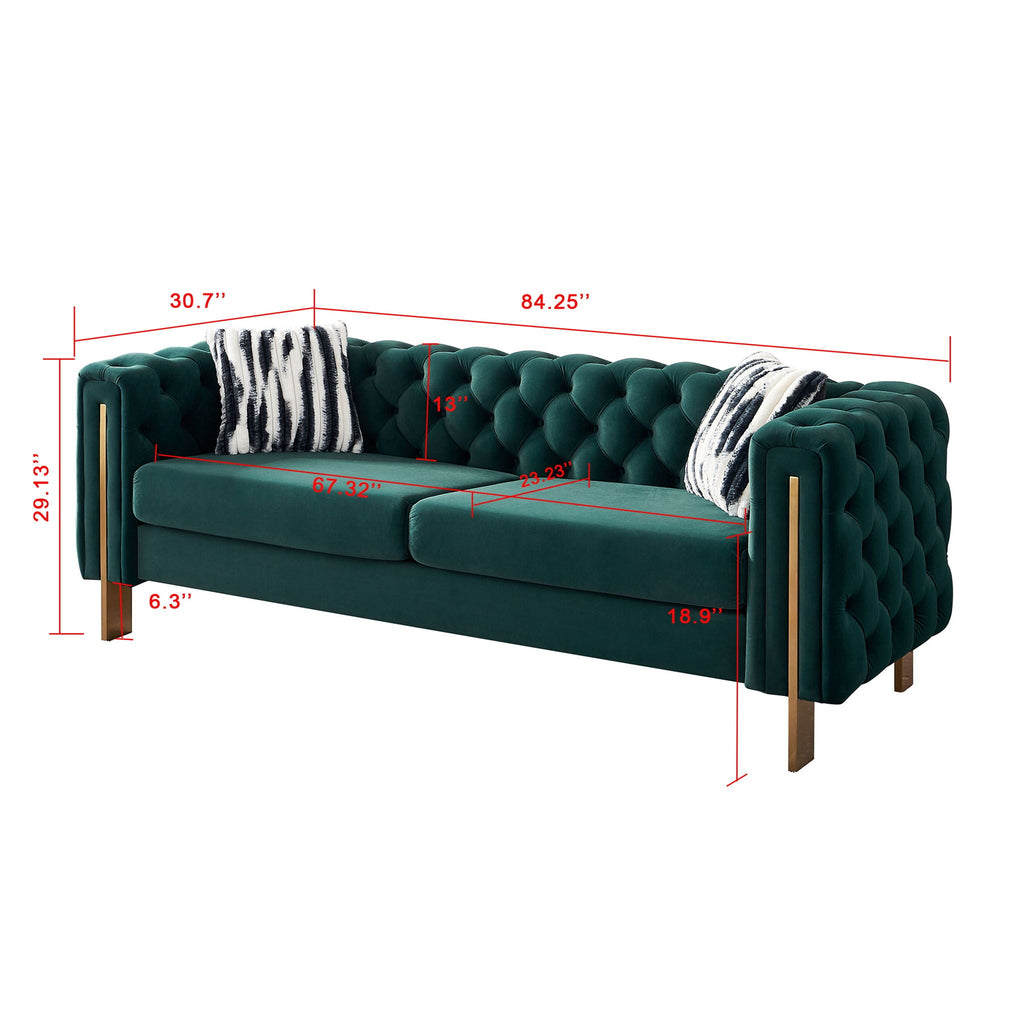 Criterion Sofa in Emerald - Tuxedo Style - Measurments