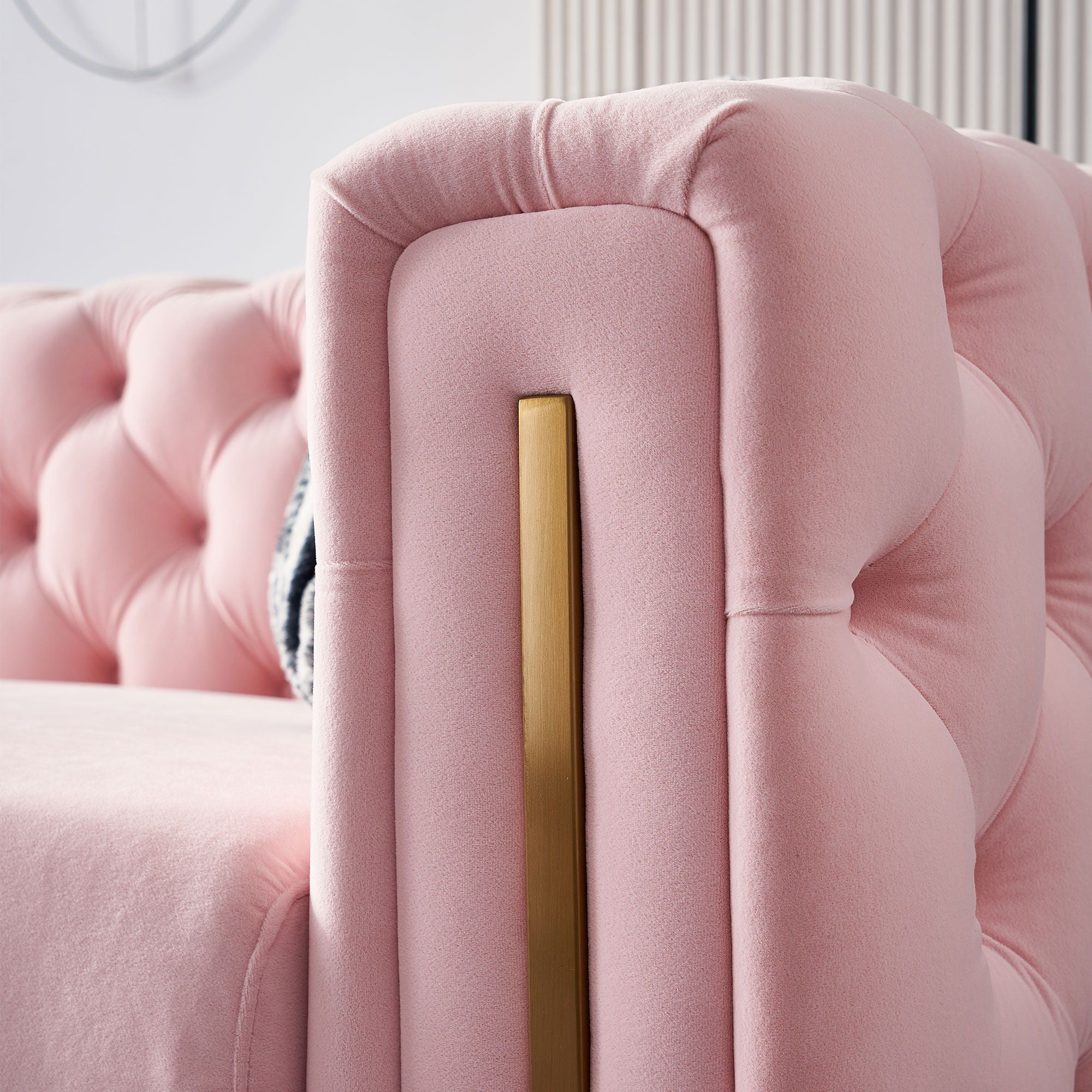 Criterion Sofa in Pink - Tuxedo Style - Arm Detail