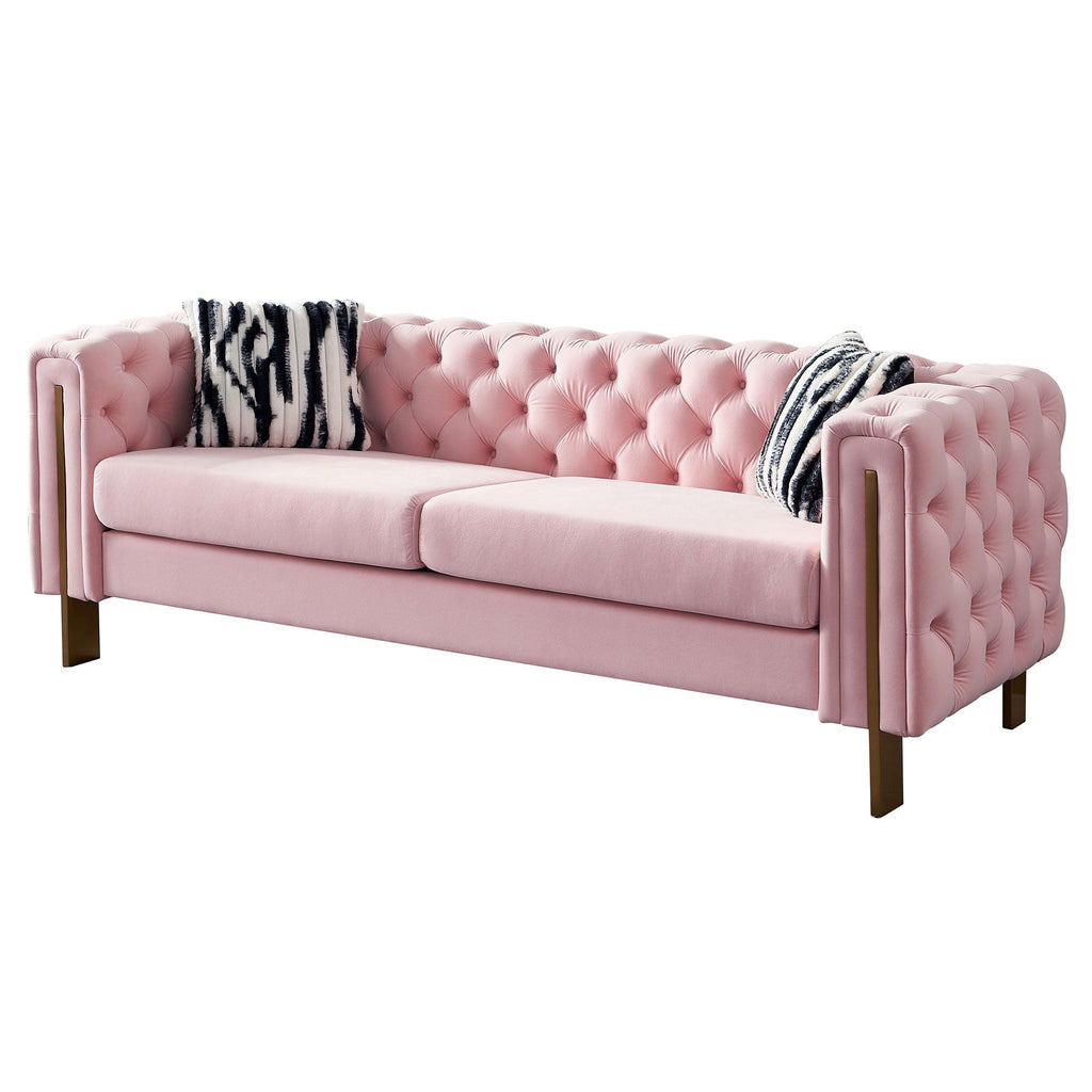 Criterion Sofa in Pink - Tuxedo Style - Front Angle