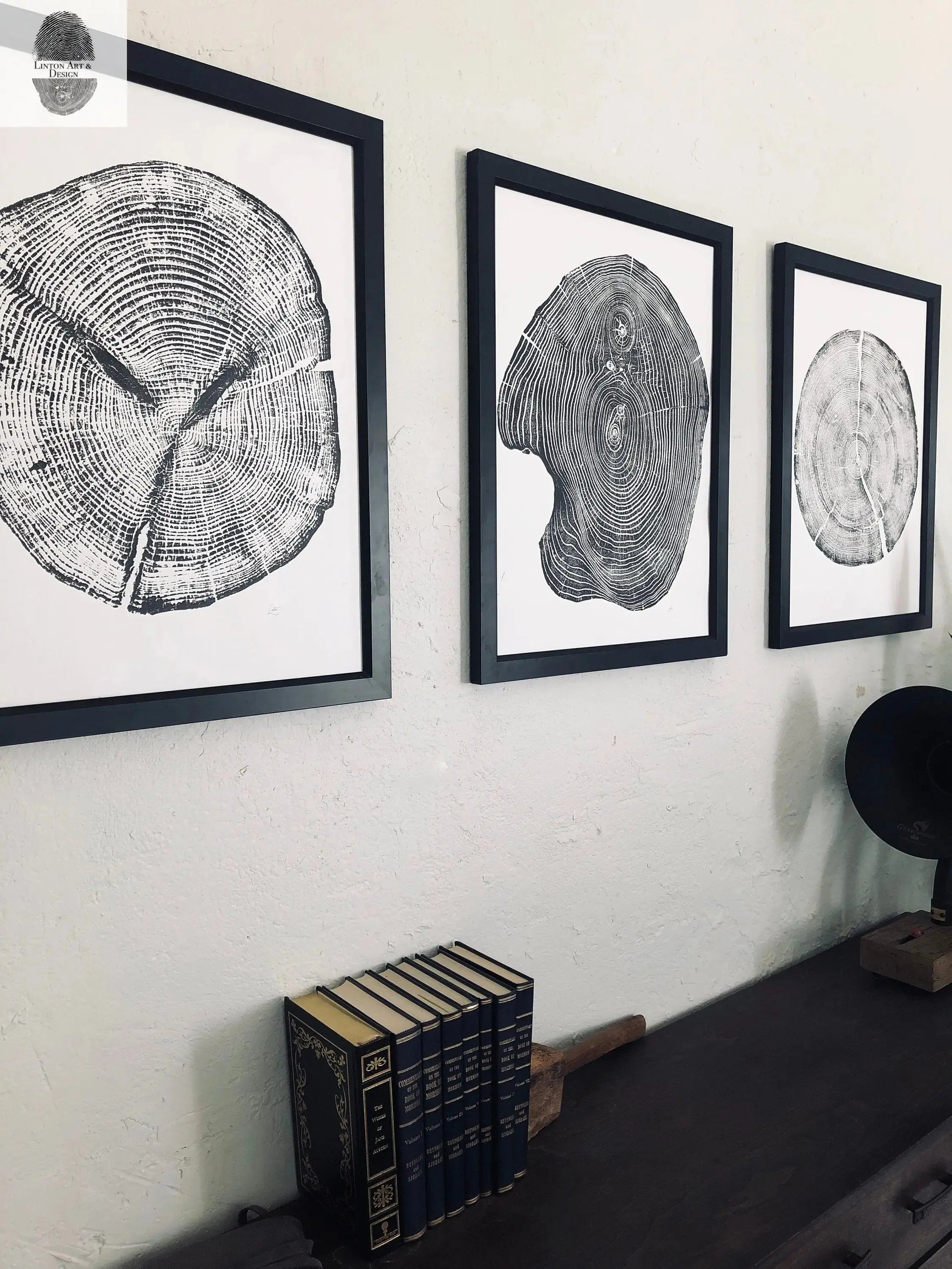 The Romane Wall Art Trio — Cedar, Mulberry & Pine Ring Prints — custom set three alaska colorado