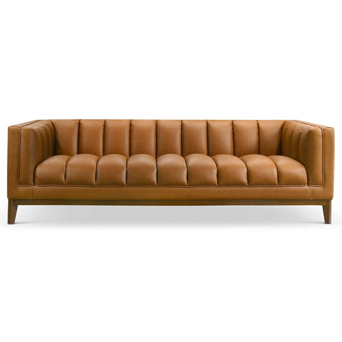 District Sofa - Tuxedo Cognac Vegan Leather - Front