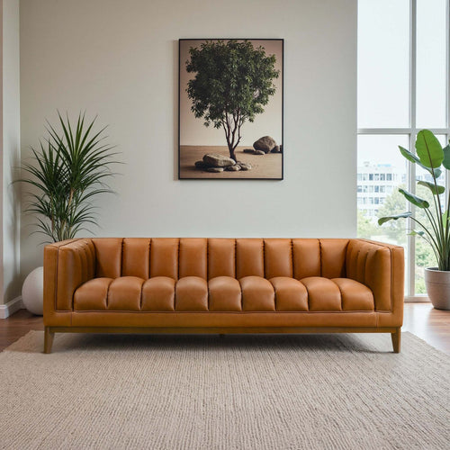 District Sofa - Tuxedo Cognac Vegan Leather - Lifestyle 1