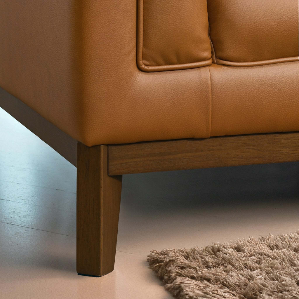 District Sofa - Tuxedo Cognac Vegan Leather - Leg Detail