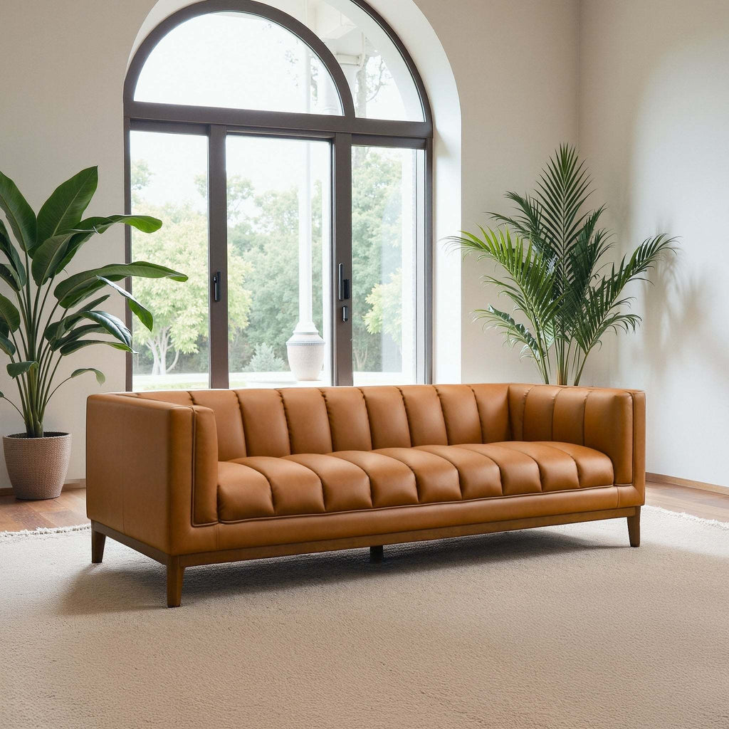 District Sofa - Tuxedo Cognac Vegan Leather - Life Style 3
