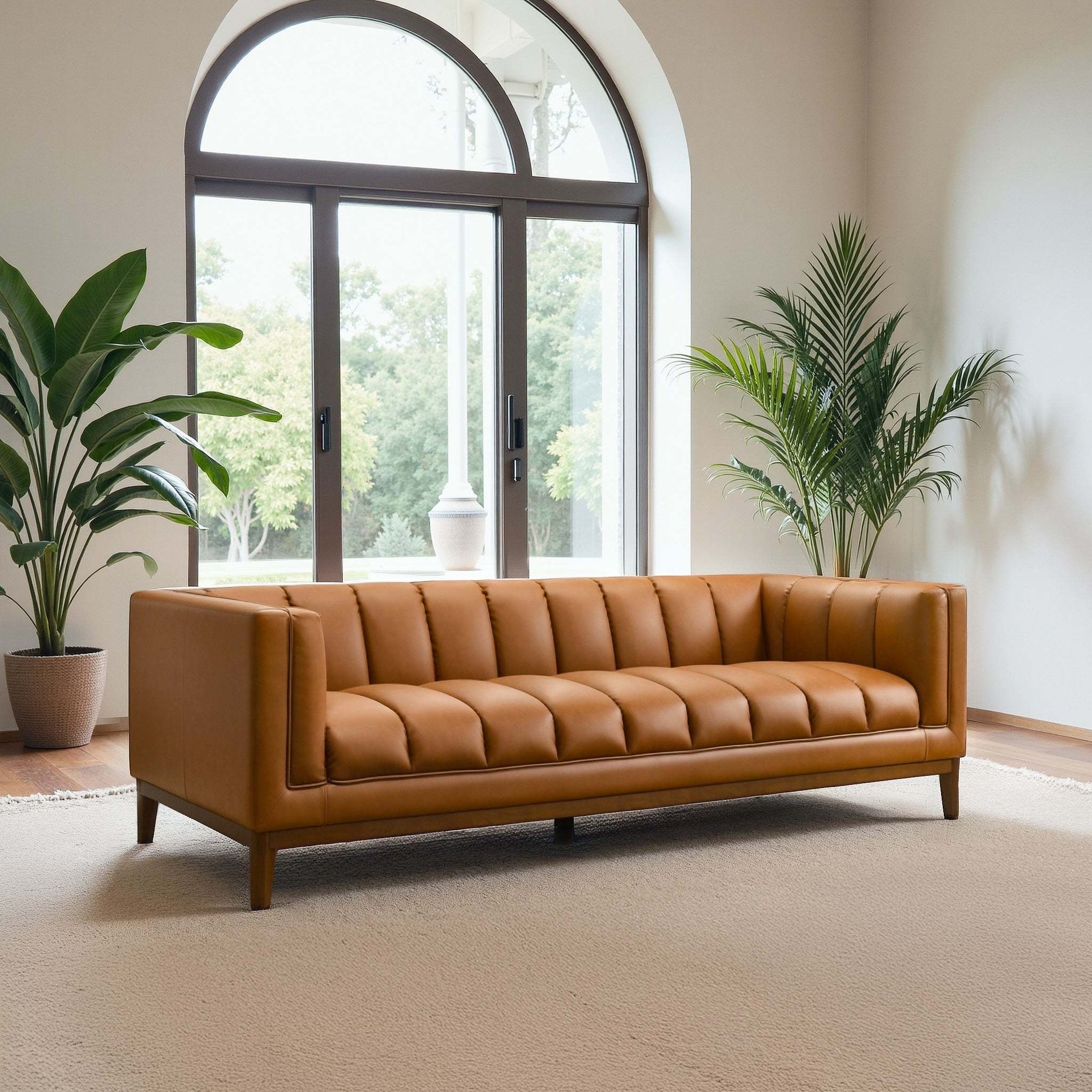 District Sofa - Tuxedo Cognac Vegan Leather - Life Style 3