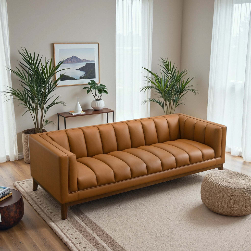 District Sofa - Tuxedo Cognac Vegan Leather - Lifestyle 2