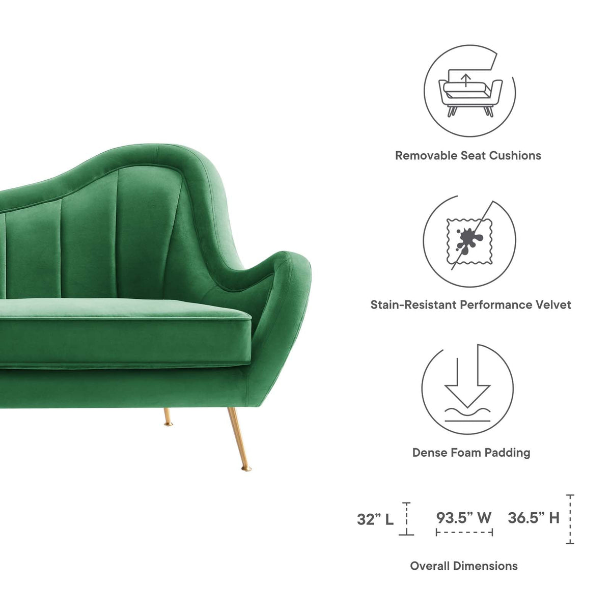 The Agnès Sofa | Emerald Green Performance Velvet