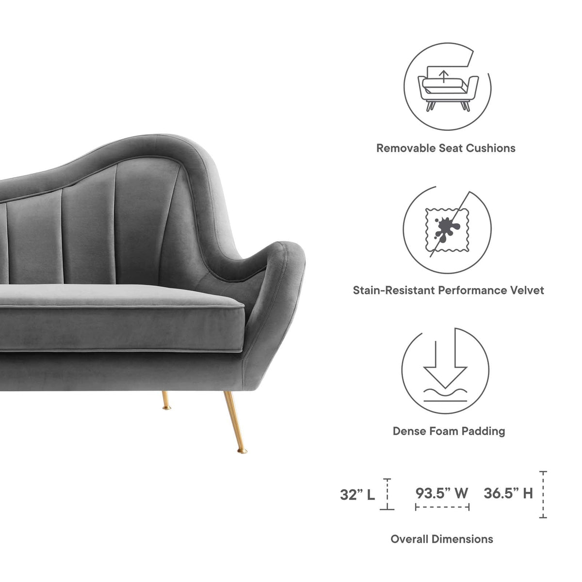 The Agnès Sofa | Gray Performance Velvet