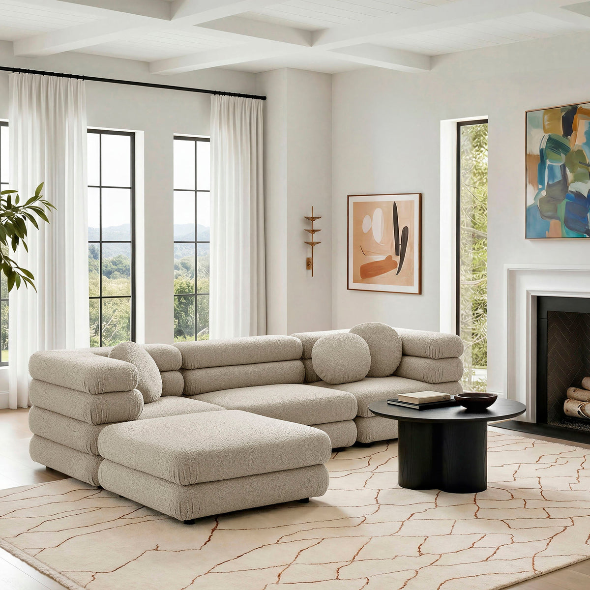 The Olivier Modular Sectional | Layered Looped-Yarn Upholstery