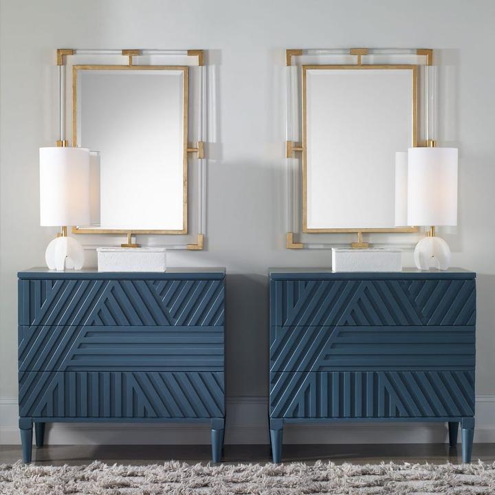 The Gabrielle Mirror styled in a contemporary interior, showing its scale and material character in room context.