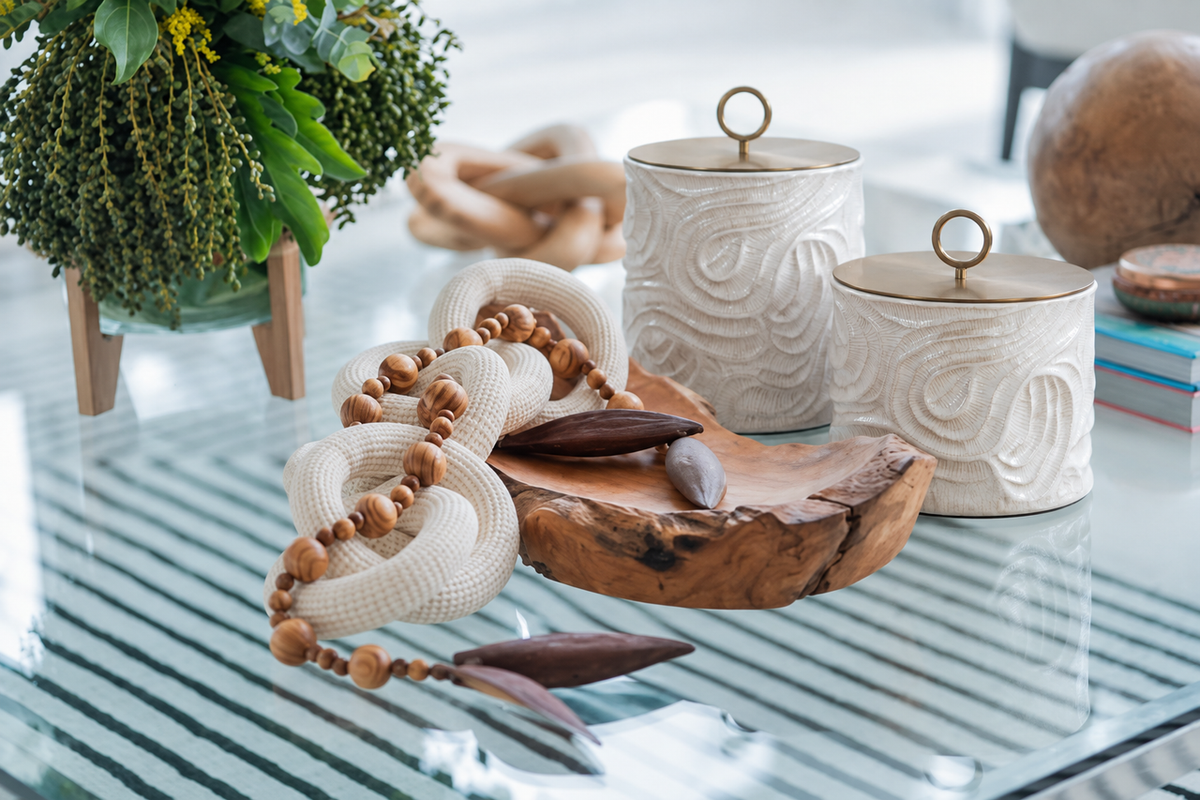 The Marée Canister Set in a second editorial interior setting, showing the piece in relation to surrounding furnishings.
